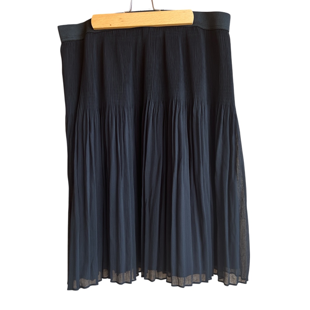 Inc Petite Black Pleated Chiffon Skirt Mid Rise Flowing A-Line Pl